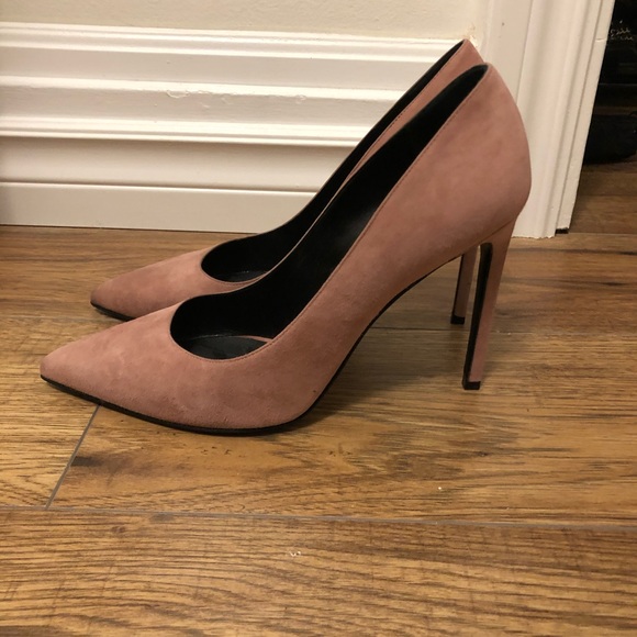 Saint Laurent YSL Dusty Rose Suede Heels - Picture 2 of 7